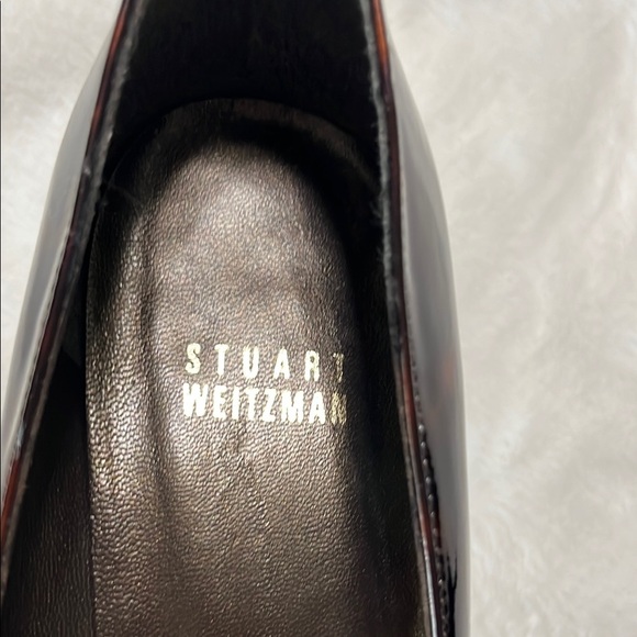 Stuart Weitzman Women's Dark Brown Peep Toe Heels - Picture 8 of 10
